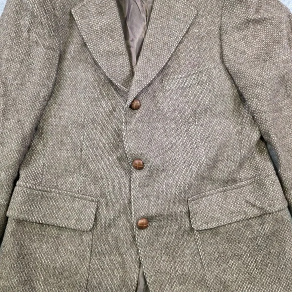 Vintage Chaps Ralph Lauren Blazer Mens 40? Brown Herringbone Wool Tweed Coat USA